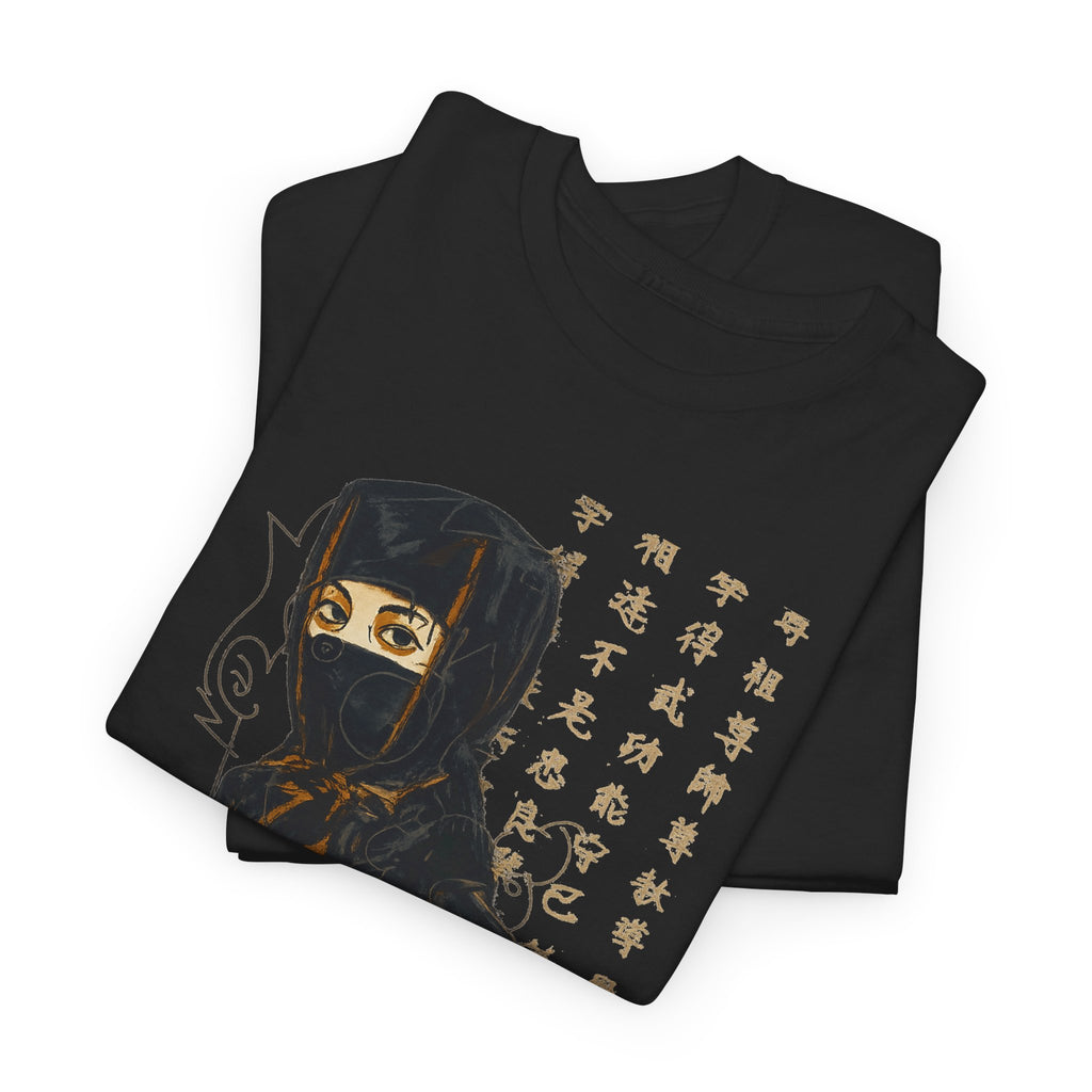 Ninja Girl Graphic Tee — Masked Woman Illustration T-Shirt