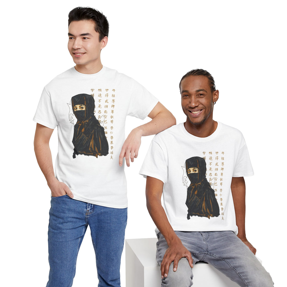 Ninja Girl Graphic Tee — Masked Woman Illustration T-Shirt