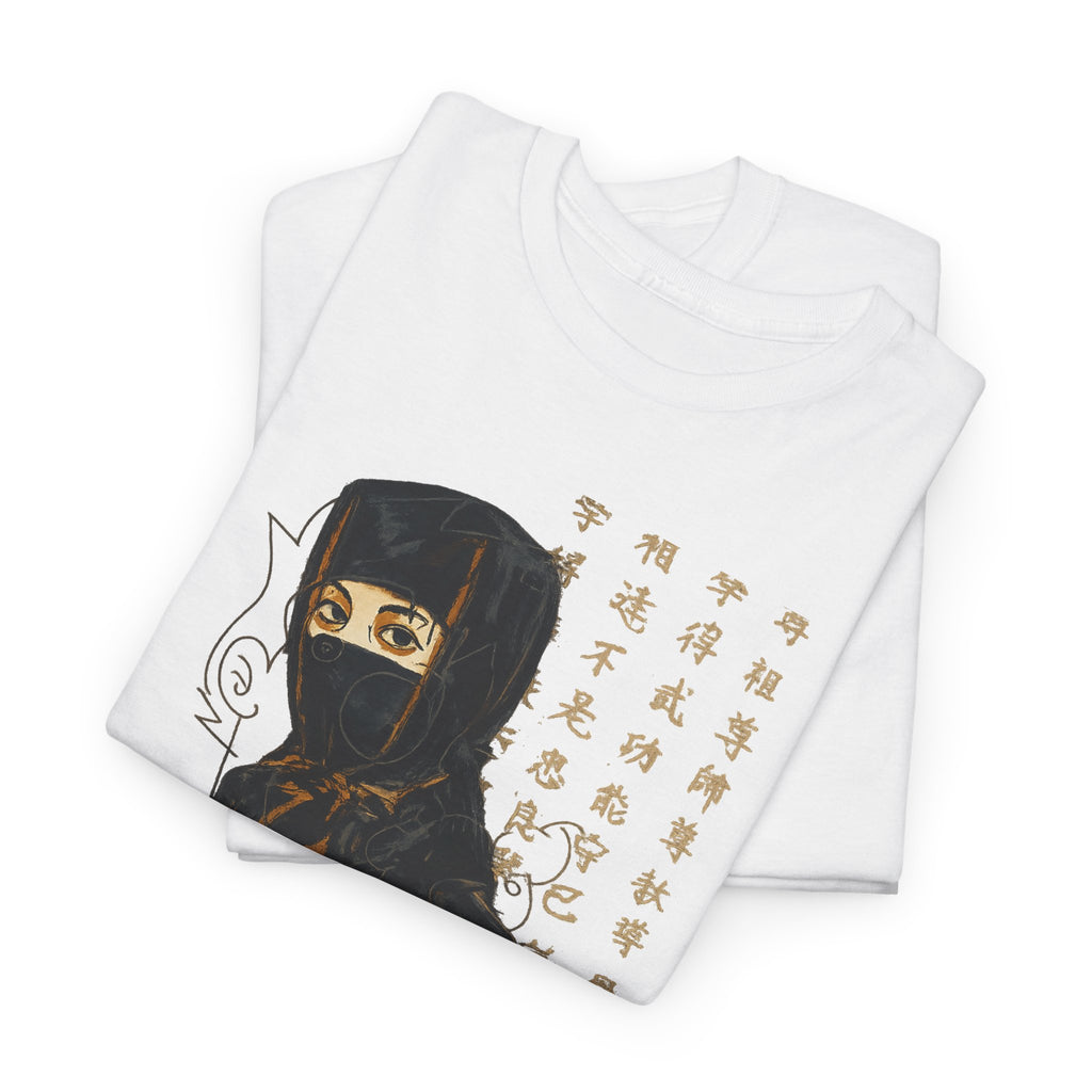 Ninja Girl Graphic Tee — Masked Woman Illustration T-Shirt